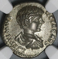 198 NGC XF Geta Caesar Roman Empire Denarius Felicitas & Geta Commemorative (21061602C)