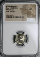 198 NGC XF Geta Caesar Roman Empire Denarius Felicitas & Geta Commemorative (21061602C)