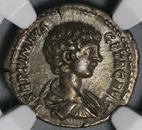 198 NGC XF Geta Roman Empire Denarius Caesar Dynasty Pedigree (21070903C)