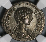 198 NGC XF Geta Roman Empire Denarius Caesar Dynasty Pedigree (21070903C)