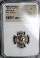 198 NGC XF Geta Roman Empire Denarius Caesar Dynasty Pedigree (21070903C)