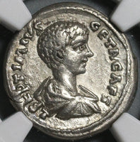198 NGC Ch VF Geta Caesar Roman Empire Denarius Laodicea ad Mare Spes Hope (20092405C)