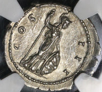 134/8 NGC Ch XF Hadrian Roman Empire Denarius Minerva Shield 5/5 5/5 (20052806CZ)