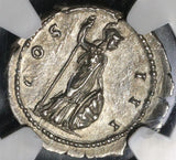 134/8 NGC Ch XF Hadrian Roman Empire Denarius Minerva Shield 5/5 5/5 (20052806CZ)