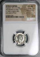 134 NGC Ch AU Hadrian Denarius Roman Empire Fides Fruit Lustrous (21083106C)
