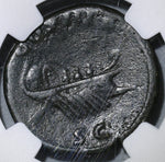 125 NGC VF Hadrian Roman Empire AE As War Galley Ship Rowers Pilot (19042602C)