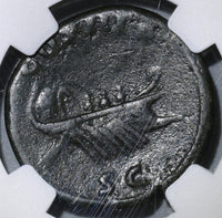 125 NGC VF Hadrian Roman Empire AE As War Galley Ship Rowers Pilot (19042602C)