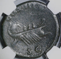125 NGC VF Hadrian Roman Empire AE As War Galley Ship Rowers Pilot (19042602C)