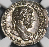 119 Hadrian NGC AU Roman Empire Denarius Clementia Lustrous 4/5 5/5 (19032014C)