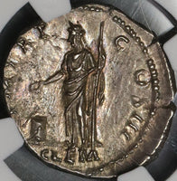 119 Hadrian NGC AU Roman Empire Denarius Clementia Lustrous 4/5 5/5 (19032014C)