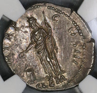 119 Hadrian NGC AU Roman Empire Denarius Clementia Lustrous 4/5 5/5 (19032014C)