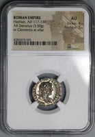 119 Hadrian NGC AU Roman Empire Denarius Clementia Lustrous 4/5 5/5 (19032014C)