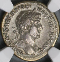 121 NGC XF Hadrian Roman Empire Denarius Emperor Coin Donation Scene (18102802C)