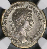 121 NGC XF Hadrian Roman Empire Denarius Emperor Coin Donation Scene (18102802C)