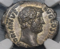 134 NGC MS Hadrian Denarius Roman Empire Fides Fruit Mint State Ancient (20111703C)