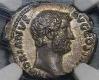 134 NGC MS Hadrian Denarius Roman Empire Fides Fruit Mint State Ancient (20111703C)