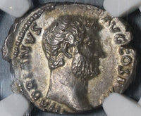 134 NGC MS Hadrian Denarius Roman Empire Fides Fruit Mint State Ancient (20111703C)