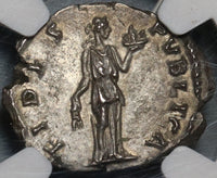 134 NGC MS Hadrian Denarius Roman Empire Fides Fruit Mint State Ancient (20111703C)