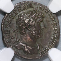 119 Hadrian NGC AU Roman Empire Denarius War Galley Ship Rowing 5/5 4/5 (19040601C)