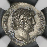 125 NGC Ch XF Hadrian Roman Empire Denarius Hercules Club Shield 5/5 5/5 (21091501C)