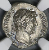 125 NGC Ch XF Hadrian Roman Empire Denarius Hercules Club Shield 5/5 5/5 (21091501C)