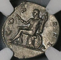125 NGC Ch XF Hadrian Roman Empire Denarius Hercules Club Shield 5/5 5/5 (21091501C)