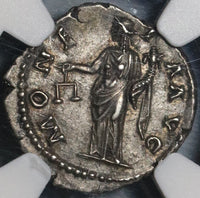 134 NGC Ch XF Hadrian Roman Empire Denarius Moneta Fine Style Silver (20092202C)