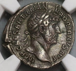 119 Hadrian NGC Ch XF Roman Empire Denarius Pax Pedigree (19092503C)