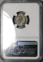 136 NGC MS Hadrian Denarius Roman Empire Romulus Trophy Mint State (22021401C)