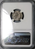136 NGC MS Hadrian Denarius Roman Empire Romulus Trophy Mint State (22021401C)