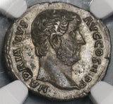 134 Hadrian NGC AU Roman Empire Denarius Salus Fine Style Lustrous  (18082702C)