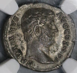 134 Hadrian NGC AU Roman Empire Denarius Salus Fine Style Lustrous  (18082702C)