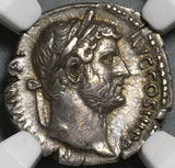 134 NGC XF Hadrian Roman Empire Denarius Victory Legion Military (20112201C)