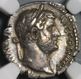 134 NGC XF Hadrian Roman Empire Denarius Victory Legion Military (20112201C)