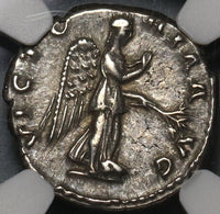 134 NGC XF Hadrian Roman Empire Denarius Victory Legion Military (20112201C)