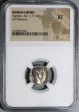 134 NGC XF Hadrian Roman Empire Denarius Victory Legion Military (20112201C)
