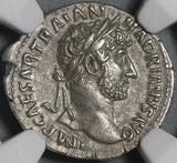 119 NGC AU Hadrian Augustus Denarius Roman Empire Victory Military Trophy (21041701C)