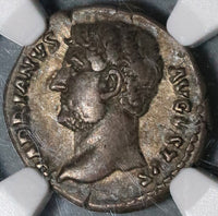 133 NGC Ch VF Hadrian Roman Empire Denarius War Galley Ship 5/5 Pedigree (20052303C)