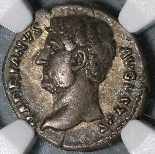 133 NGC Ch VF Hadrian Roman Empire Denarius War Galley Ship 5/5 Pedigree (20052303C)