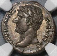 133 NGC Ch VF Hadrian Roman Empire Denarius War Galley Ship 5/5 Pedigree (20052303C)