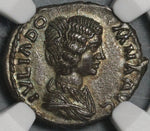 193 NGC AU Julia Domna Denarius Roman Empire Emesa Fortuna Pedigree (21020605C)