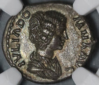 193 NGC AU Julia Domna Denarius Roman Empire Emesa Fortuna Pedigree (21020605C)