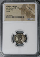 193 NGC AU Julia Domna Denarius Roman Empire Emesa Fortuna Pedigree (21020605C)