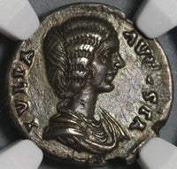 196 NGC XF Julia Domna Denarius Roman Empire Laetitia Pedigree (21041302C)