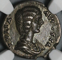 196 NGC XF Julia Domna Denarius Roman Empire Laetitia Pedigree (21041302C)