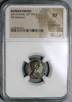 196 NGC XF Julia Domna Denarius Roman Empire Laetitia Pedigree (21041302C)