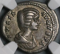 196 NGC ChVF Julia Domna Denarius Roman Empire Happy Venus Felix Laodicea (22030701C)