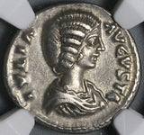 196 NGC XF Julia Domna Denarius Roman Empire Vesta Laodicea Pedigree (22030702C)