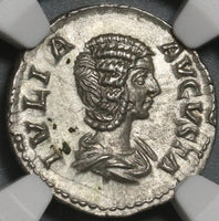 196 NGC Ch AU Julia Domna Denarius Roman Empire Pudicitia Facing (21060602C)