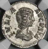 196 NGC Ch AU Julia Domna Denarius Roman Empire Pudicitia Facing (21060602C)